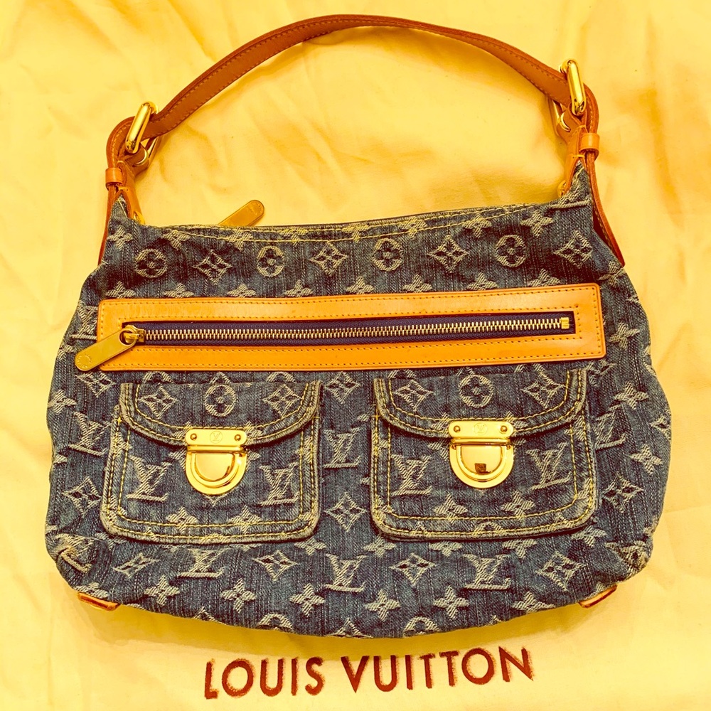 LOUIS VUITTON Blue Denim Monogram Denim Baggy PM